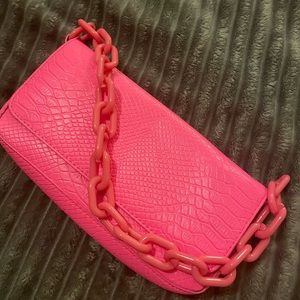 Hot Pink Bag with Chunky Chain